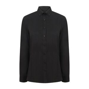 Henbury Womens/Ladies Modern Long Sleeve Oxford Shirt / Black